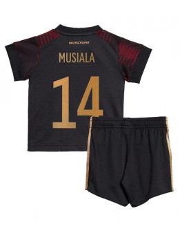 Billige Tyskland Jamal Musiala #14 Bortedraktsett Barn VM 2022 Kortermet (+ Korte bukser)